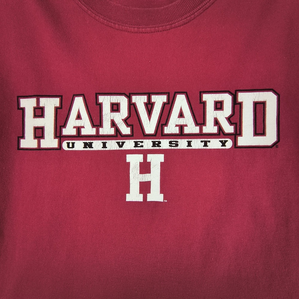 Gildan Harvard University Long Sleeve T-Shirt Men's L 42" Slim Maroon Collegiate